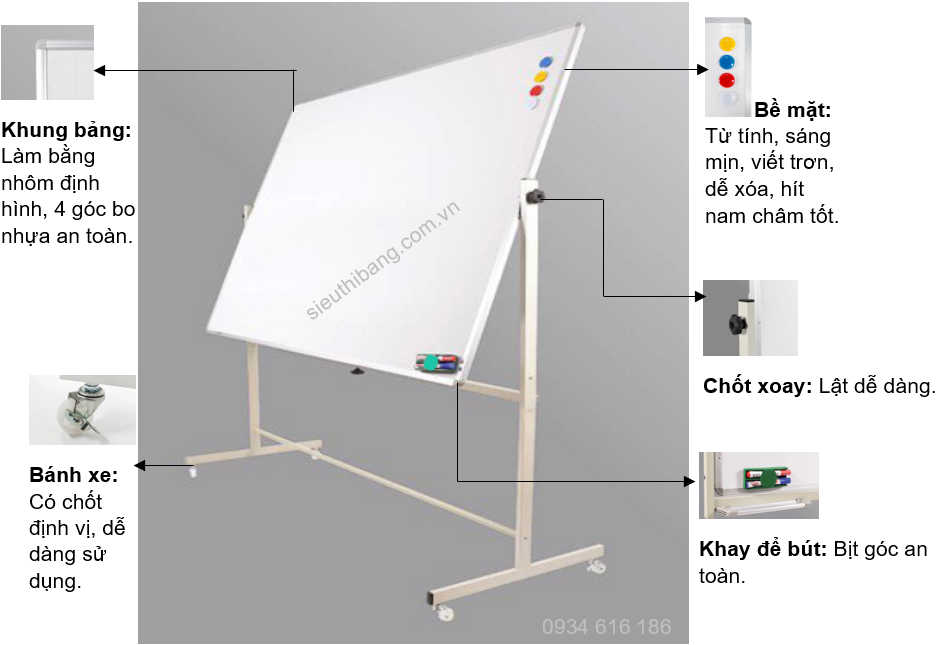 bảng di động 2 mặt trắng